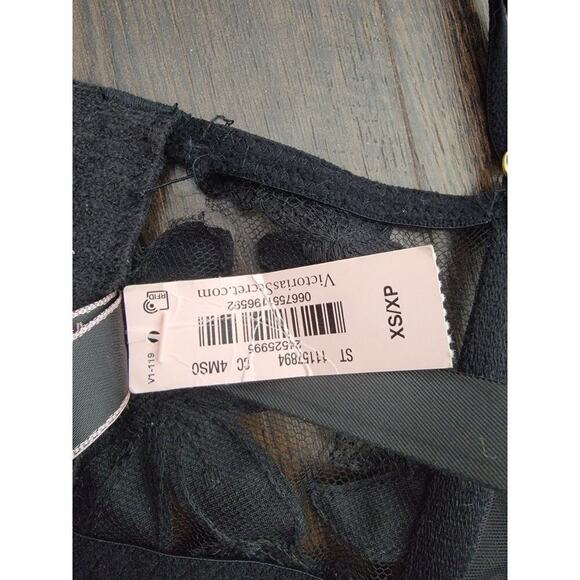 Victorias Secret Corset Bralette Top XS Black Sexy Lace V Neck Boning Black NEW - Picture 8 of 10